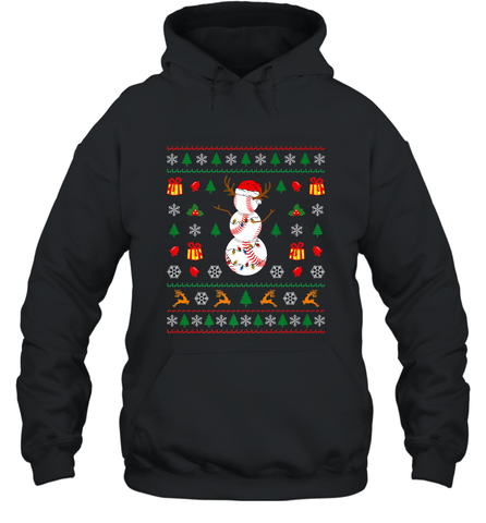Christmas Baseball Snowman Reindeer In A Santa Hat Pajama Hooded Sweatshirt Hooded Sweatshirt / Black / S Hooded Sweatshirt - FordPhuMy