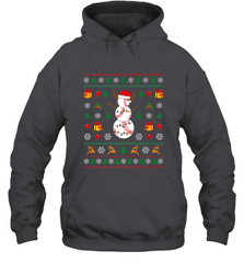 Christmas Baseball Snowman Reindeer In A Santa Hat Pajama Hooded Sweatshirt Hooded Sweatshirt - FordPhuMy