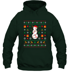 Christmas Baseball Snowman Reindeer In A Santa Hat Pajama Hooded Sweatshirt Hooded Sweatshirt - FordPhuMy