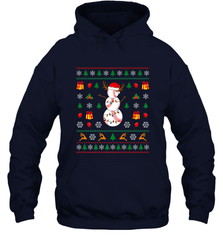 Christmas Baseball Snowman Reindeer In A Santa Hat Pajama Hooded Sweatshirt Hooded Sweatshirt - FordPhuMy