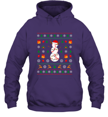 Christmas Baseball Snowman Reindeer In A Santa Hat Pajama Hooded Sweatshirt Hooded Sweatshirt - FordPhuMy