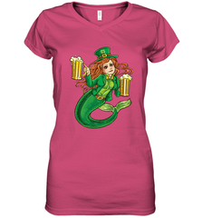 St Patricks Day Shirt Women Leprechaun Mermaid Girls Redhead Women's V-Neck T-Shirt Women's V-Neck T-Shirt - FordPhuMy