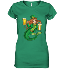 St Patricks Day Shirt Women Leprechaun Mermaid Girls Redhead Women's V-Neck T-Shirt Women's V-Neck T-Shirt - FordPhuMy