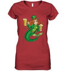 St Patricks Day Shirt Women Leprechaun Mermaid Girls Redhead Women's V-Neck T-Shirt Women's V-Neck T-Shirt - FordPhuMy