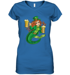 St Patricks Day Shirt Women Leprechaun Mermaid Girls Redhead Women's V-Neck T-Shirt Women's V-Neck T-Shirt - FordPhuMy