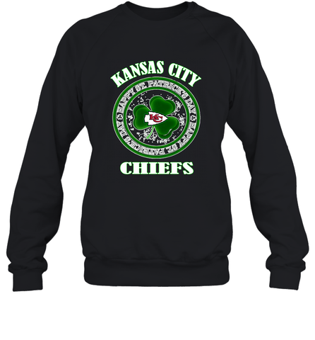 NFL Kansas City Chiefs Logo Happy St Patrick's Day Crewneck Sweatshirt Crewneck Sweatshirt / Black / S Crewneck Sweatshirt - FordPhuMy