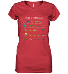 Types Of Dinosaurs Women's V-Neck T-Shirt Women's V-Neck T-Shirt - FordPhuMy