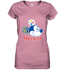 Nfl Pittsburgh Steelers Mickey Team Women's V-Neck T-Shirt Women's V-Neck T-Shirt - FordPhuMy
