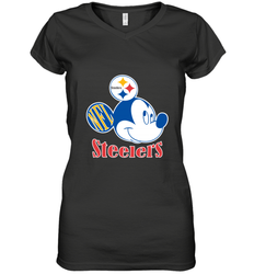 Nfl Pittsburgh Steelers Mickey Team Women's V-Neck T-Shirt