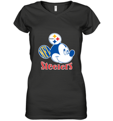Nfl Pittsburgh Steelers Mickey Team Women's V-Neck T-Shirt Women's V-Neck T-Shirt - FordPhuMy
