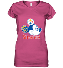 Nfl Pittsburgh Steelers Mickey Team Women's V-Neck T-Shirt Women's V-Neck T-Shirt - FordPhuMy