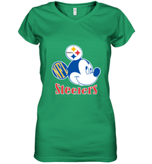 Nfl Pittsburgh Steelers Mickey Team Women's V-Neck T-Shirt Women's V-Neck T-Shirt - FordPhuMy