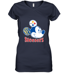 Nfl Pittsburgh Steelers Mickey Team Women's V-Neck T-Shirt