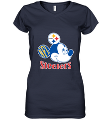 Nfl Pittsburgh Steelers Mickey Team Women's V-Neck T-Shirt Women's V-Neck T-Shirt - FordPhuMy