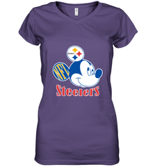 Nfl Pittsburgh Steelers Mickey Team Women's V-Neck T-Shirt Women's V-Neck T-Shirt - FordPhuMy