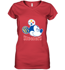 Nfl Pittsburgh Steelers Mickey Team Women's V-Neck T-Shirt Women's V-Neck T-Shirt - FordPhuMy