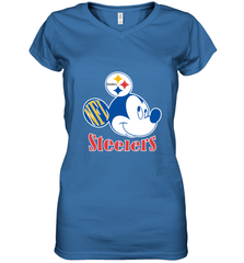 Nfl Pittsburgh Steelers Mickey Team Women's V-Neck T-Shirt Women's V-Neck T-Shirt - FordPhuMy