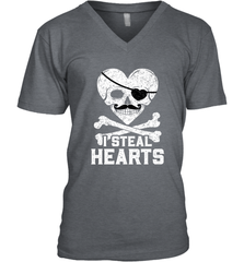 I Steal Hearts Valentine's Day Pirate Skull Art Graphics Men's V-Neck Men's V-Neck - FordPhuMy