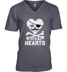 I Steal Hearts Valentine's Day Pirate Skull Art Graphics Men's V-Neck Men's V-Neck - FordPhuMy