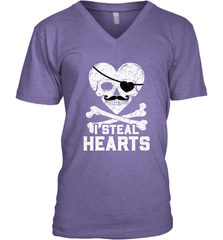 I Steal Hearts Valentine's Day Pirate Skull Art Graphics Men's V-Neck Men's V-Neck - FordPhuMy