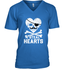 I Steal Hearts Valentine's Day Pirate Skull Art Graphics Men's V-Neck Men's V-Neck - FordPhuMy