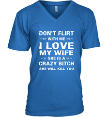 Don't Flirt With Me I Love Wife Valentine's Day Husband Gift Men's V-Neck Men's V-Neck - FordPhuMy