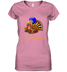 Cool Happy Thanksgiving Football Shirt Gobble Player Turkey Women's V-Neck T-Shirt Women's V-Neck T-Shirt - FordPhuMy