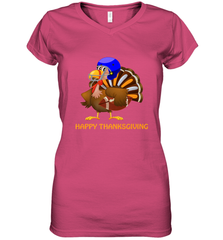 Cool Happy Thanksgiving Football Shirt Gobble Player Turkey Women's V-Neck T-Shirt Women's V-Neck T-Shirt - FordPhuMy