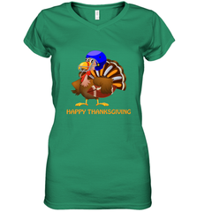 Cool Happy Thanksgiving Football Shirt Gobble Player Turkey Women's V-Neck T-Shirt Women's V-Neck T-Shirt - FordPhuMy