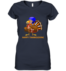 Cool Happy Thanksgiving Football Shirt Gobble Player Turkey Women's V-Neck T-Shirt Women's V-Neck T-Shirt - FordPhuMy