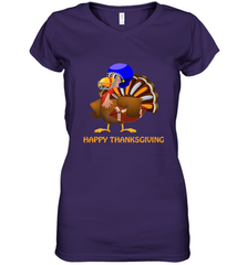 Cool Happy Thanksgiving Football Shirt Gobble Player Turkey Women's V-Neck T-Shirt Women's V-Neck T-Shirt - FordPhuMy