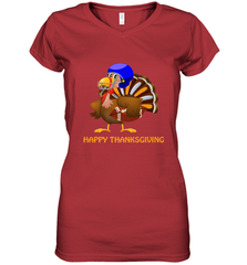 Cool Happy Thanksgiving Football Shirt Gobble Player Turkey Women's V-Neck T-Shirt Women's V-Neck T-Shirt - FordPhuMy