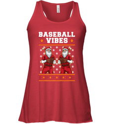 Baseball Vibes Christmas Baseball Player Santa Gift Holiday Women's Racerback Tank