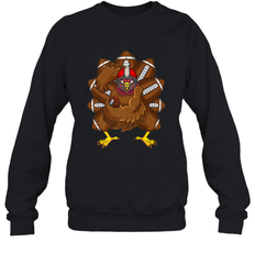 Cool Turkey Football Feathers Funny Thanksgiving Sports Crewneck Sweatshirt