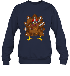 Cool Turkey Football Feathers Funny Thanksgiving Sports Crewneck Sweatshirt