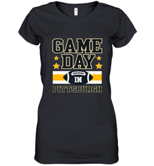 NFL Pittsburgh PA. Game Day Football Home Team Women's V-Neck T-Shirt Women's V-Neck T-Shirt - FordPhuMy