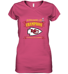 NFL Kansas City Chiefs Pro Line by Fanatics Super Bowl LIV Champions Women's V-Neck T-Shirt Women's V-Neck T-Shirt - FordPhuMy