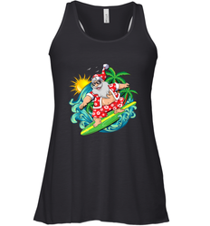 Christmas in July Santa Claus Hawaiian Surfing Gift Surf Women's Racerback Tank