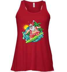 Christmas in July Santa Claus Hawaiian Surfing Gift Surf Women's Racerback Tank