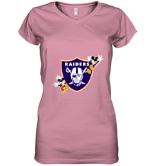 Nfl Oakland Raiders Champion Mickey Mouse Women's V-Neck T-Shirt Women's V-Neck T-Shirt - FordPhuMy