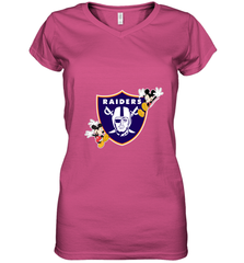 Nfl Oakland Raiders Champion Mickey Mouse Women's V-Neck T-Shirt Women's V-Neck T-Shirt - FordPhuMy