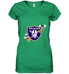 Nfl Oakland Raiders Champion Mickey Mouse Women's V-Neck T-Shirt Women's V-Neck T-Shirt - FordPhuMy