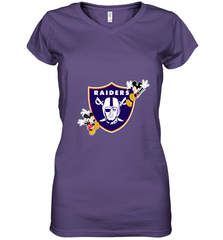 Nfl Oakland Raiders Champion Mickey Mouse Women's V-Neck T-Shirt Women's V-Neck T-Shirt - FordPhuMy