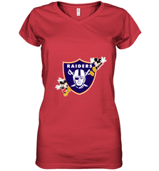 Nfl Oakland Raiders Champion Mickey Mouse Women's V-Neck T-Shirt Women's V-Neck T-Shirt - FordPhuMy