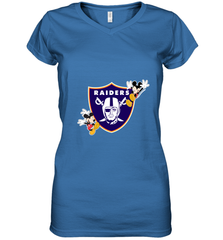Nfl Oakland Raiders Champion Mickey Mouse Women's V-Neck T-Shirt Women's V-Neck T-Shirt - FordPhuMy