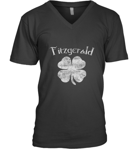 Vintage Fitzgerald Irish Shamrock St Patty's Day Men's V-Neck Men's V-Neck / Black / S Men's V-Neck - FordPhuMy