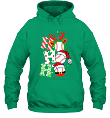 HO HO HO Baseball Santa Hat Christmas Hooded Sweatshirt Hooded Sweatshirt - FordPhuMy