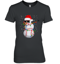 Dabbing Snowman Baseball Christmas Lights Pajama Tee Women's Premium T-Shirt
