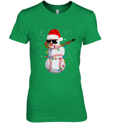 Dabbing Snowman Baseball Christmas Lights Pajama Tee Women's Premium T-Shirt