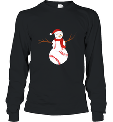 Snowman Baseball Christmas Long Sleeve T-Shirt